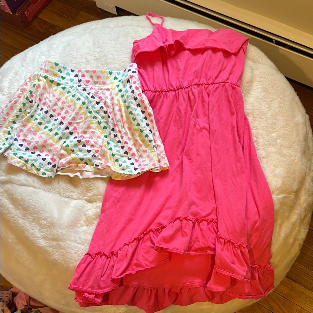 Pink Ruffled Dress and Heart Patterned Skirt
